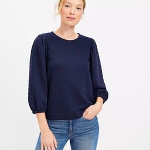 Loft quilted puff sleeve pullover size medium
